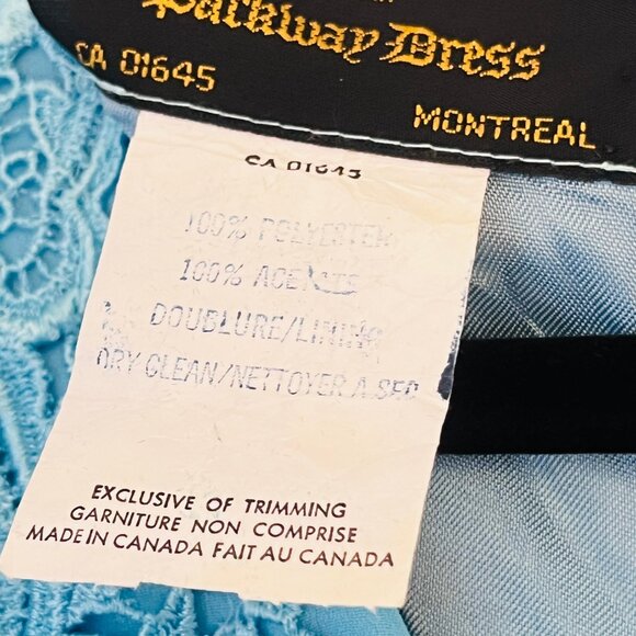 Vintage 70s Lady Colony Parkway Dress | Sky Blue Lace Trim | Made in Canada - Picture 3 of 10
